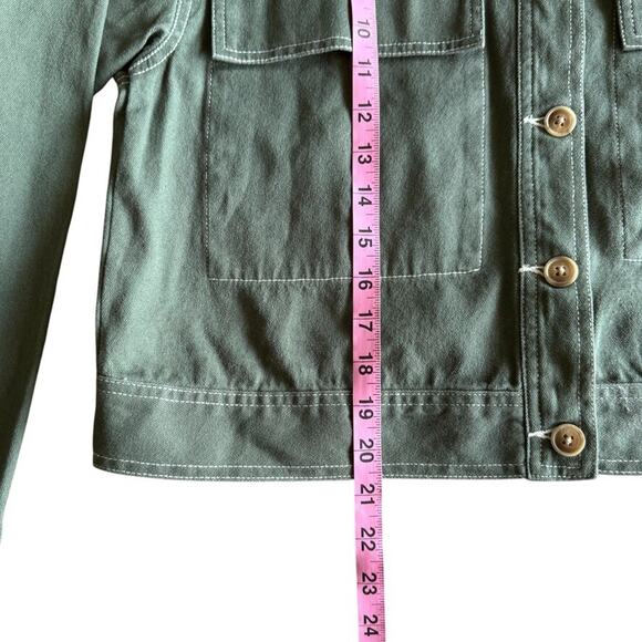 Ten Sixty Sherman Jacket Women's Size XS Green Crop Canvas Pockets Military - Picture 6 of 9